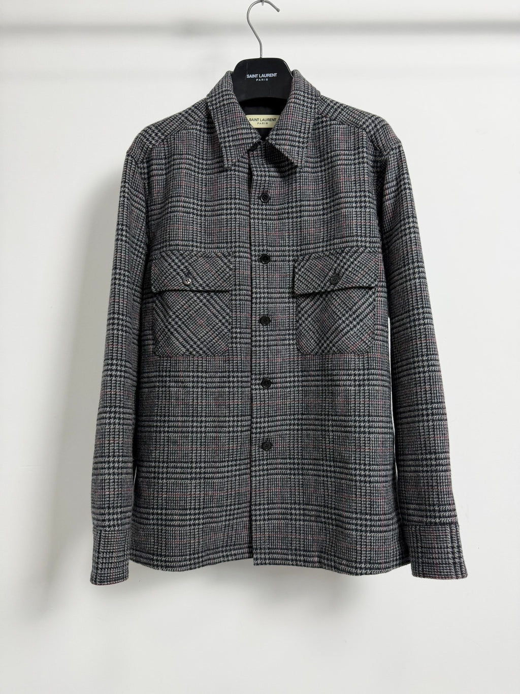 Saint Laurent Paris SLP 16FW Hedi POW Check Wool Overshirt
