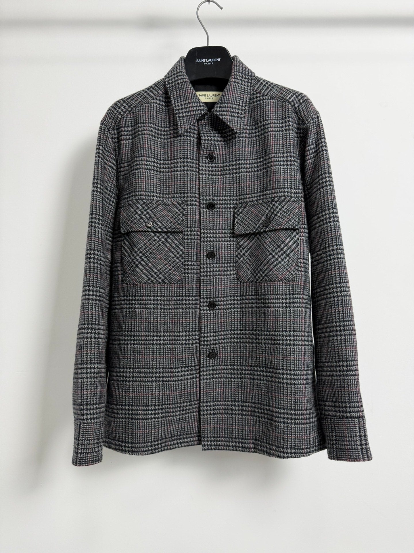 Saint Laurent Paris SLP 16FW Hedi POW Check Wool Overshirt