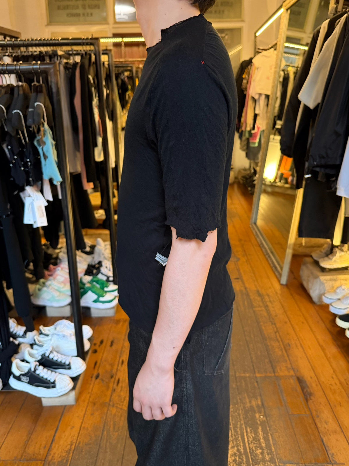 M.A+ SS16 Black Square Neck Cotton T-Shirt