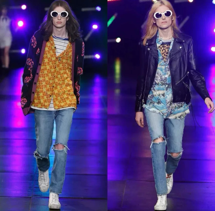 Saint Laurent Paris SS16 D10 Double Knee Slash Wash Jeans by Hedi Slimane