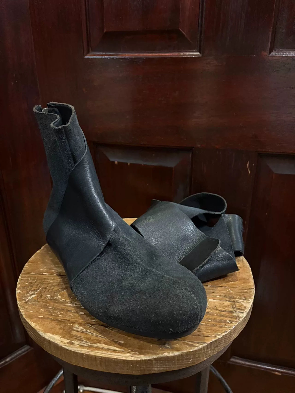 The Viridi-anne Black Suede Wrap Boots