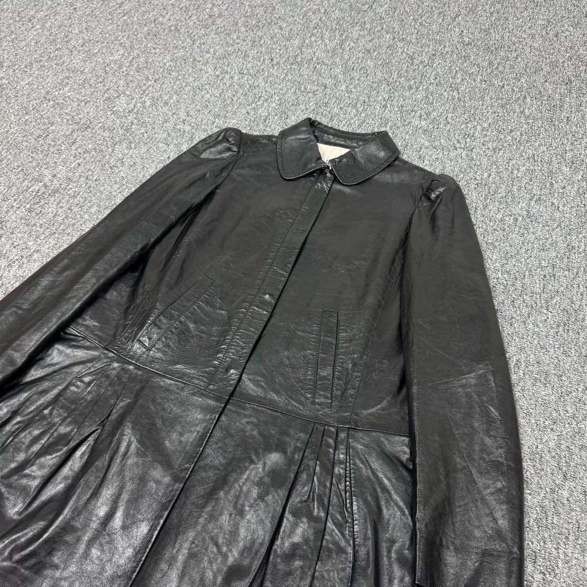 Miu Miu silk lining lamb leather shirt-style dress