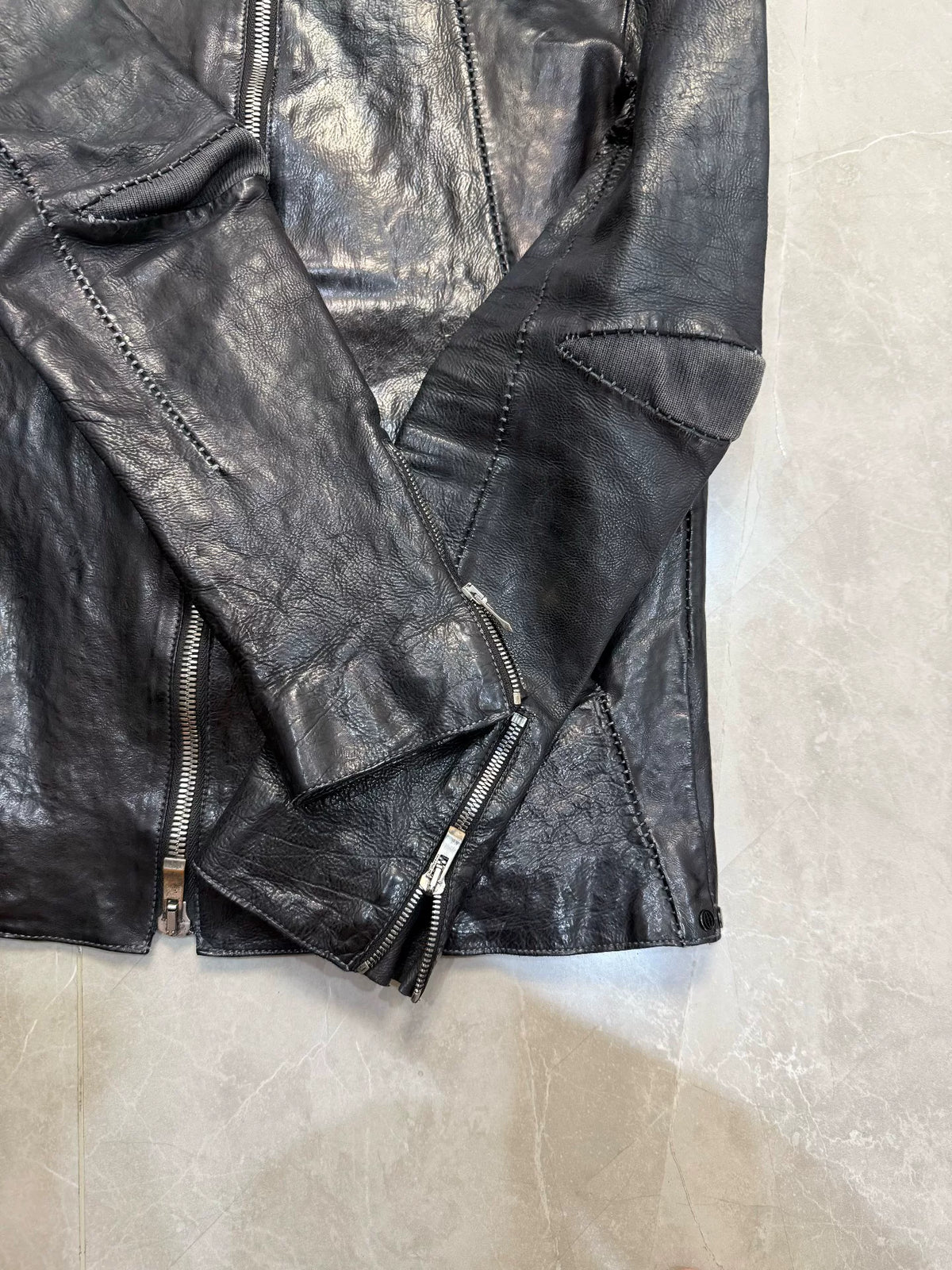 Incarnation Black Stand-Collar Leather Jacket