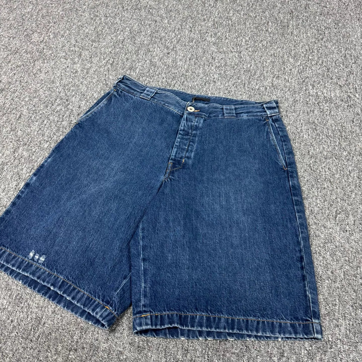 Prada Triangle Logo Denim Shorts
