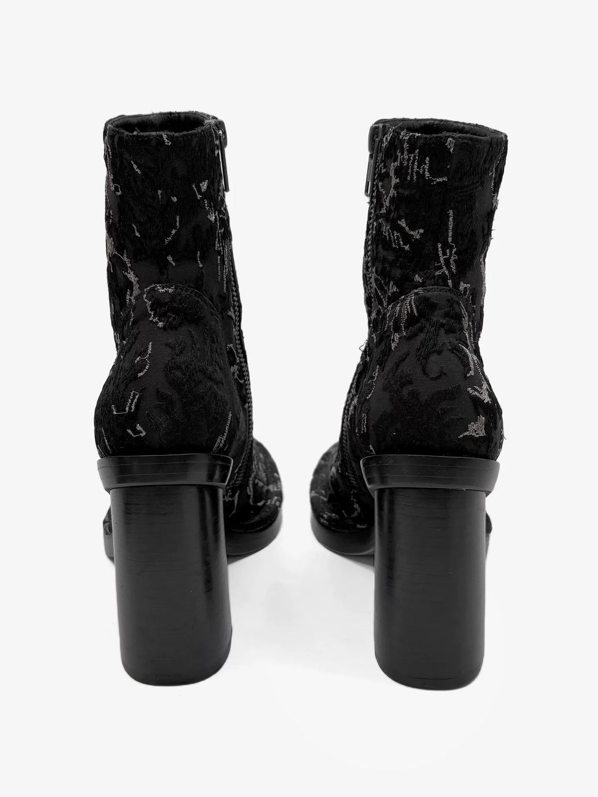 Ann Demeulemeester SS15 Fabric Embroidered Arc Heel Boots