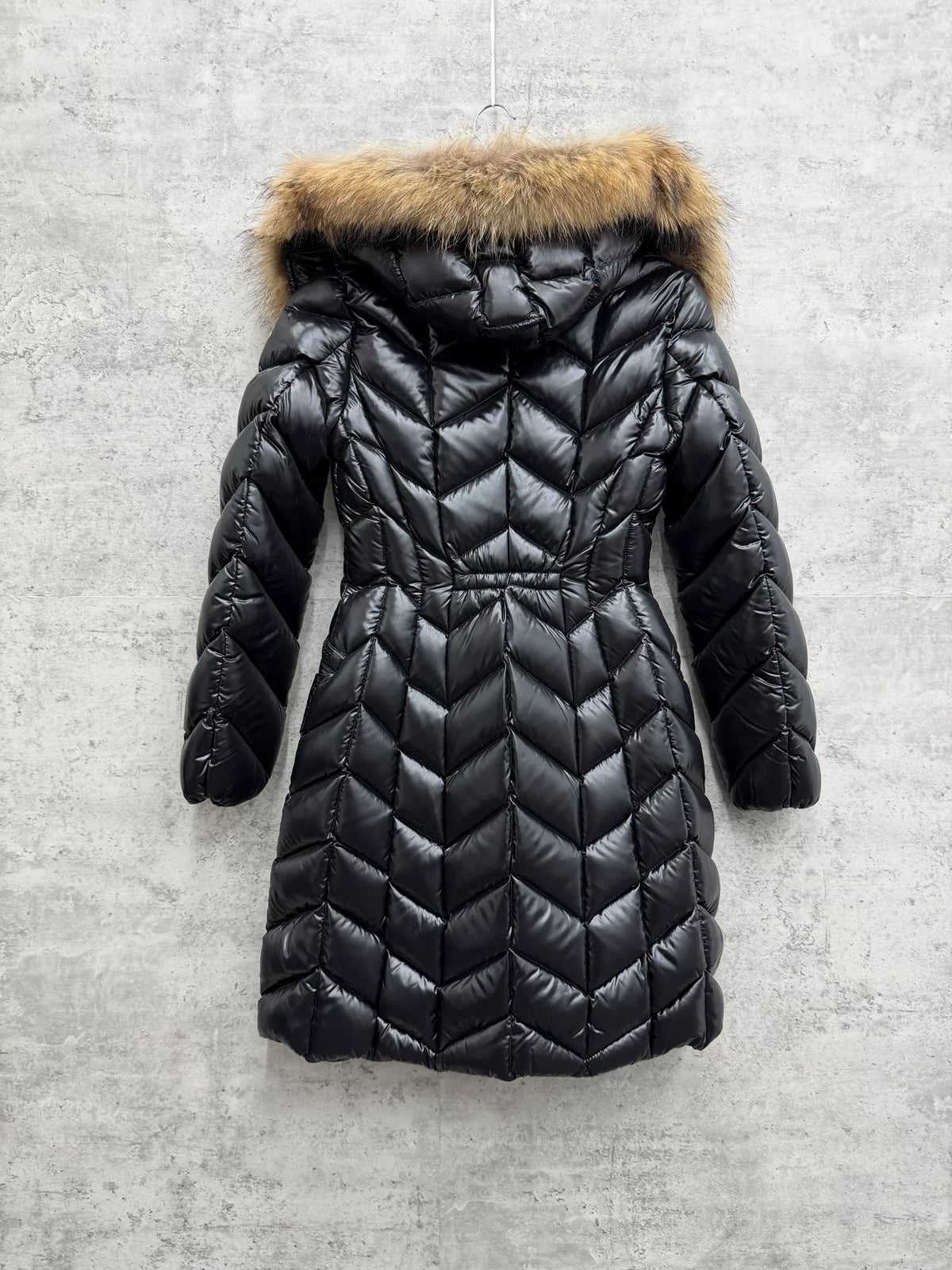 Moncler Belloy Glossy Fur-Collar Down Coat