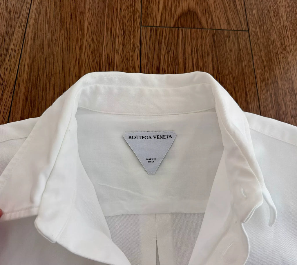 Bottega Veneta White Triangular Beaded Shirt Jacket