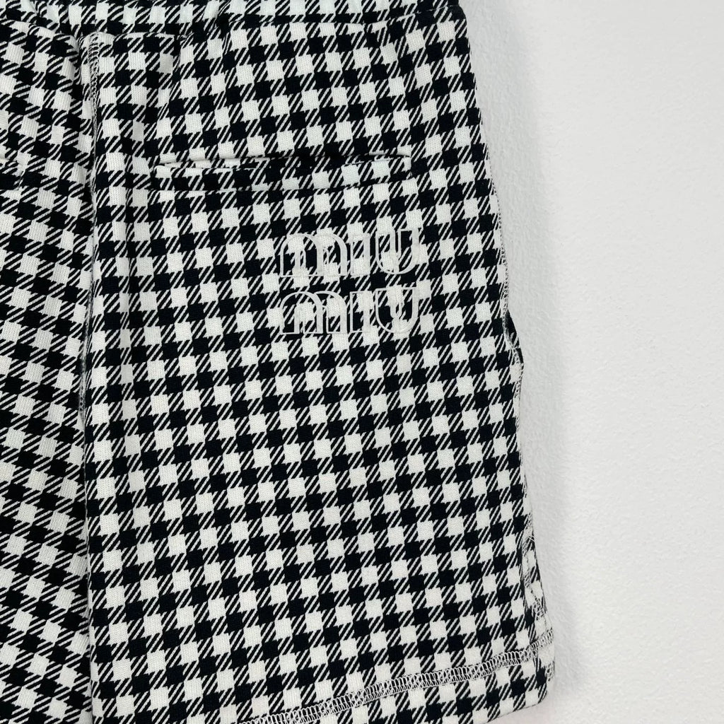Miu Miu embroidered plaid shorts