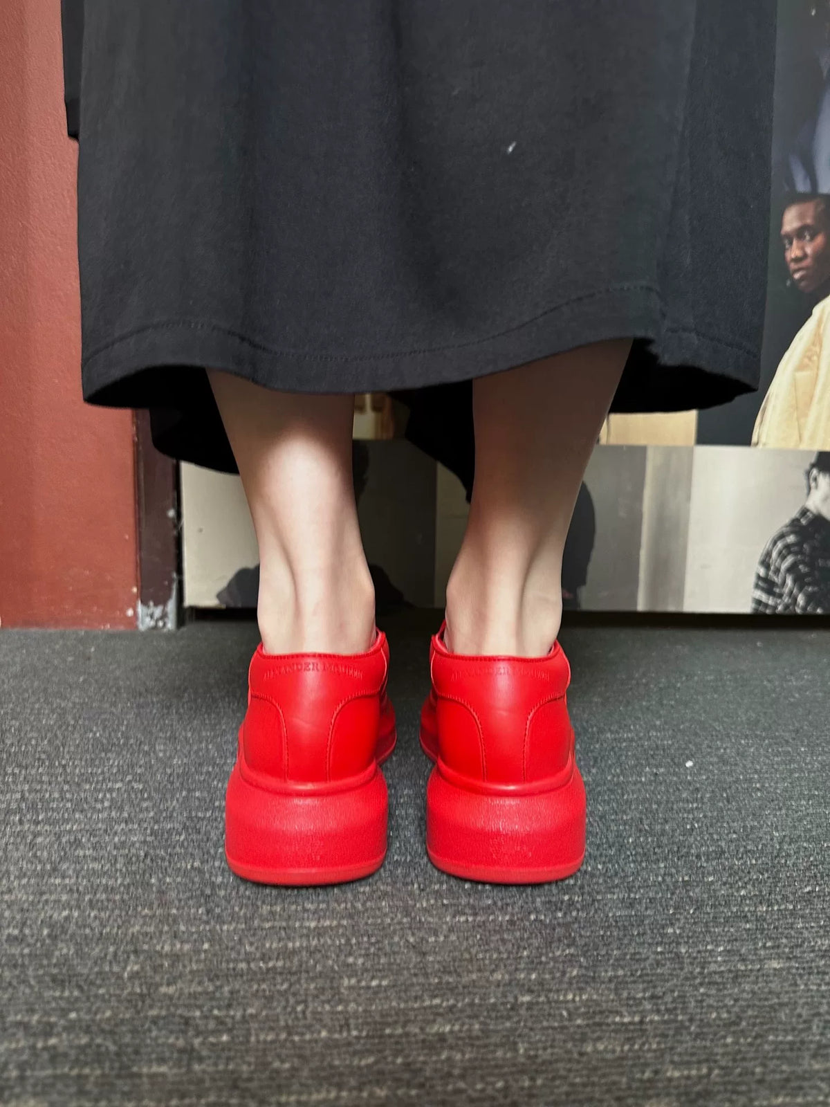 Alexander McQueen Red Thick-Sole Slip-On Sandals