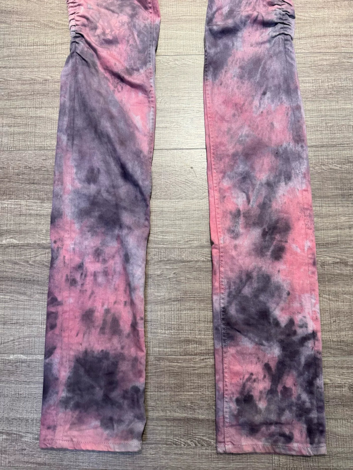Vlone Pink Paint Splattered Stacked Denim