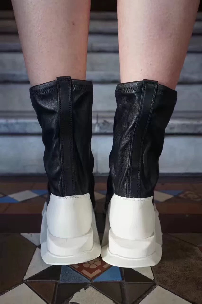 Rick Owens x Adidas SS17 Black White Strech Sock Boots