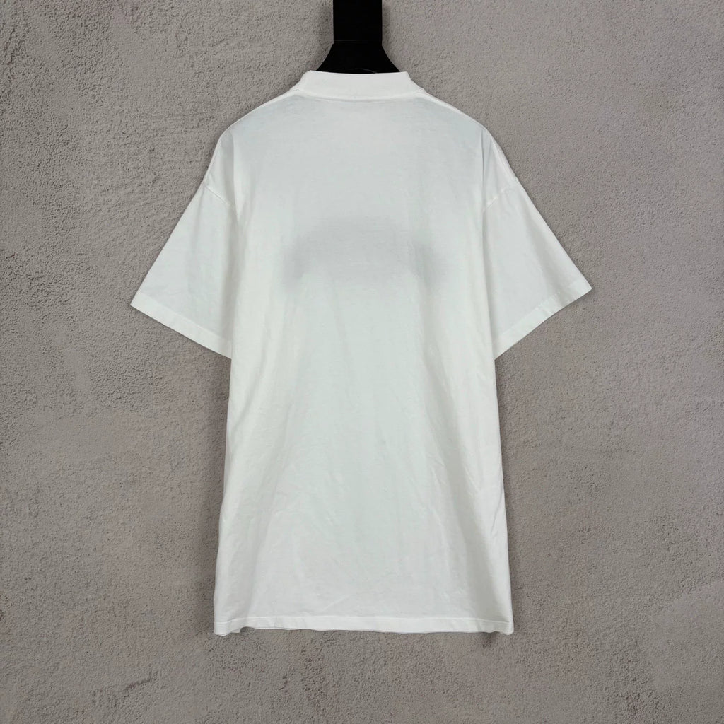 Balenciaga White Inverted Embroidered Slogan T-Shirt