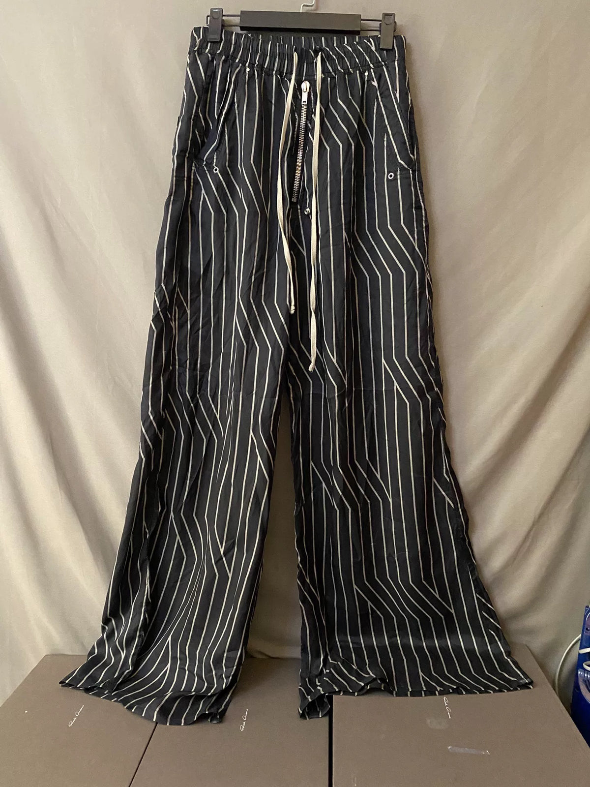 Rick Owens 23SS Striped Silk Wide-Leg Pants