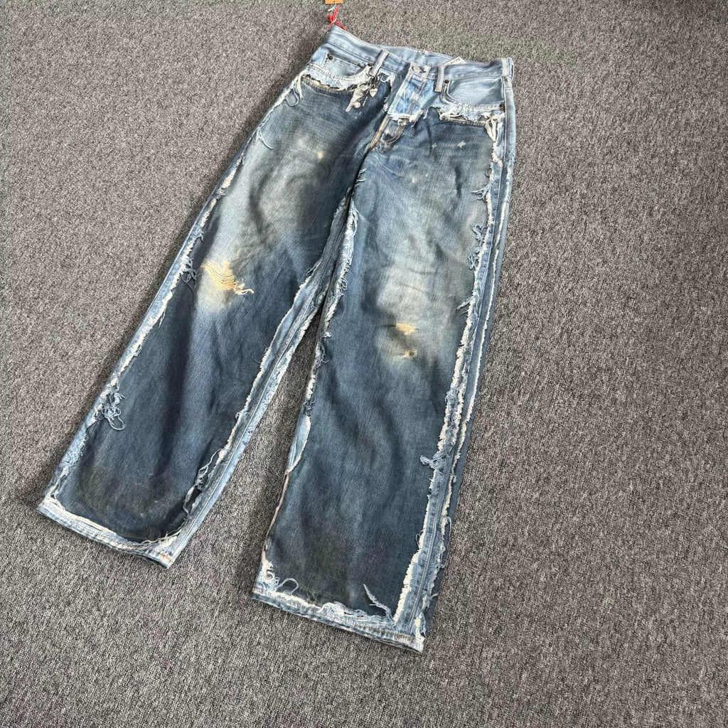Acne Studios SS26 Optical Illusion Print Dyed Denim Trousers