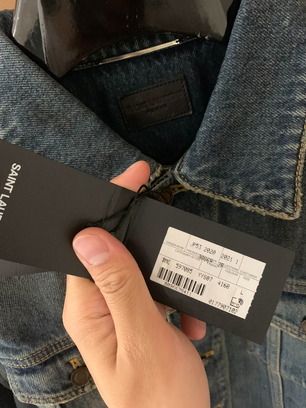 Saint Laurent SS15 21SS Blue Denim Distressed Jacket