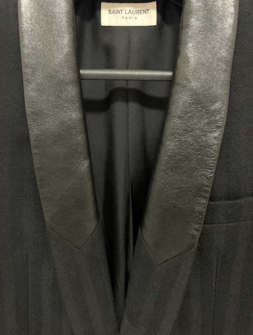 Saint Laurent 21FW Runway Black Sheepskin Striped Suit