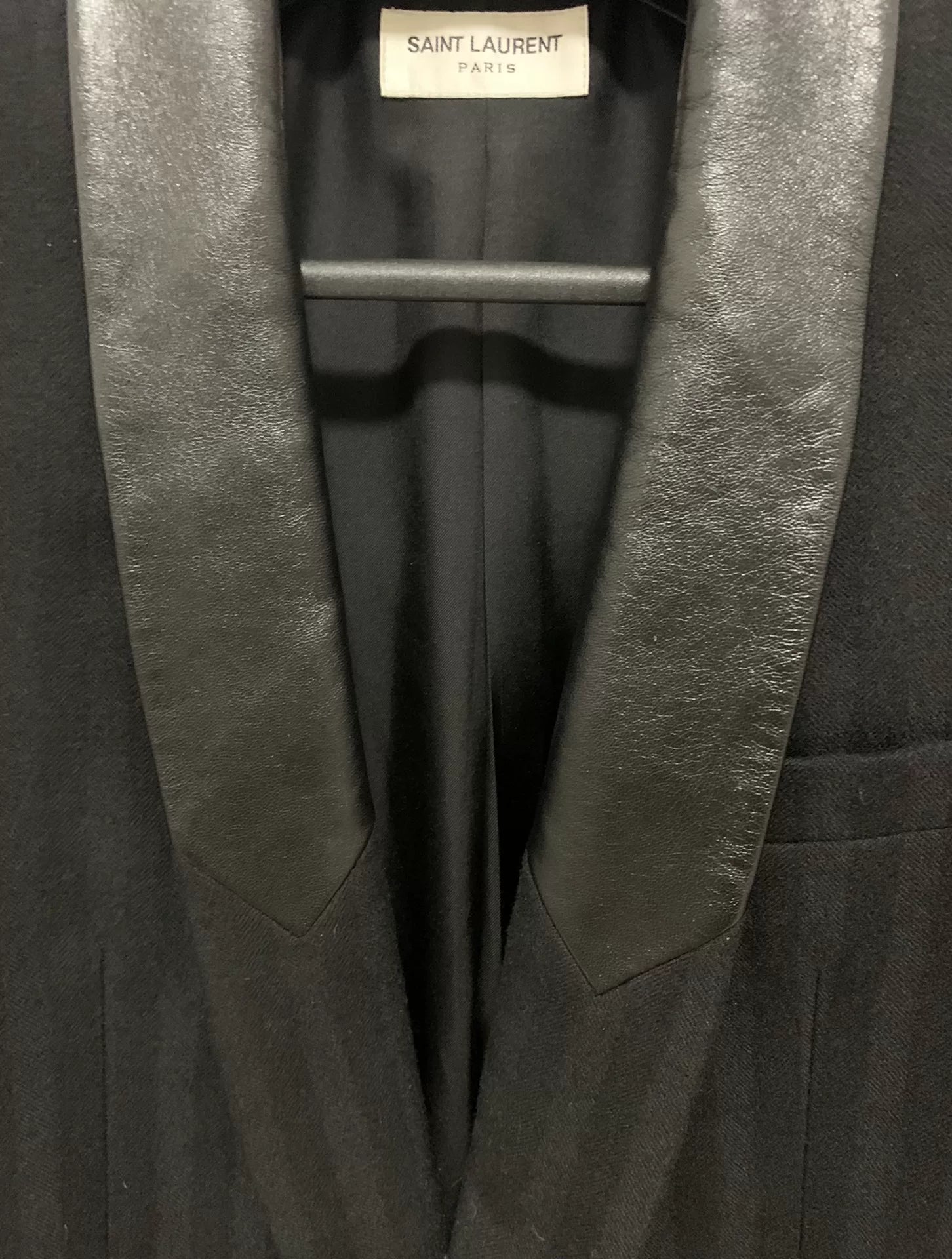 Saint Laurent 21FW Runway Black Sheepskin Striped Suit