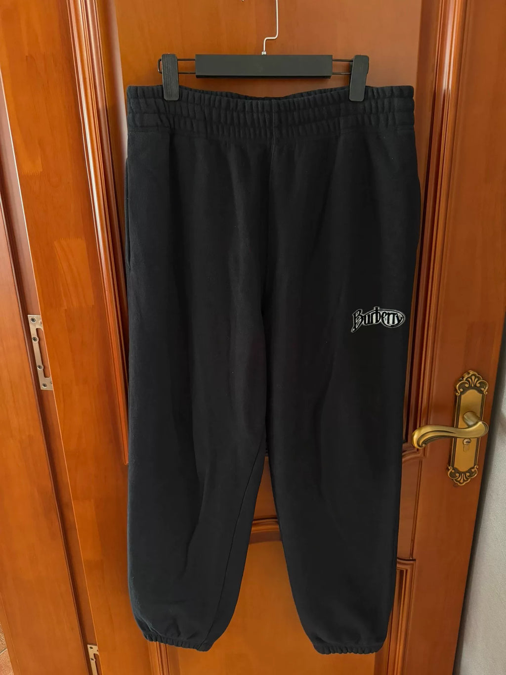 Burberry Black Logo Print Trousers