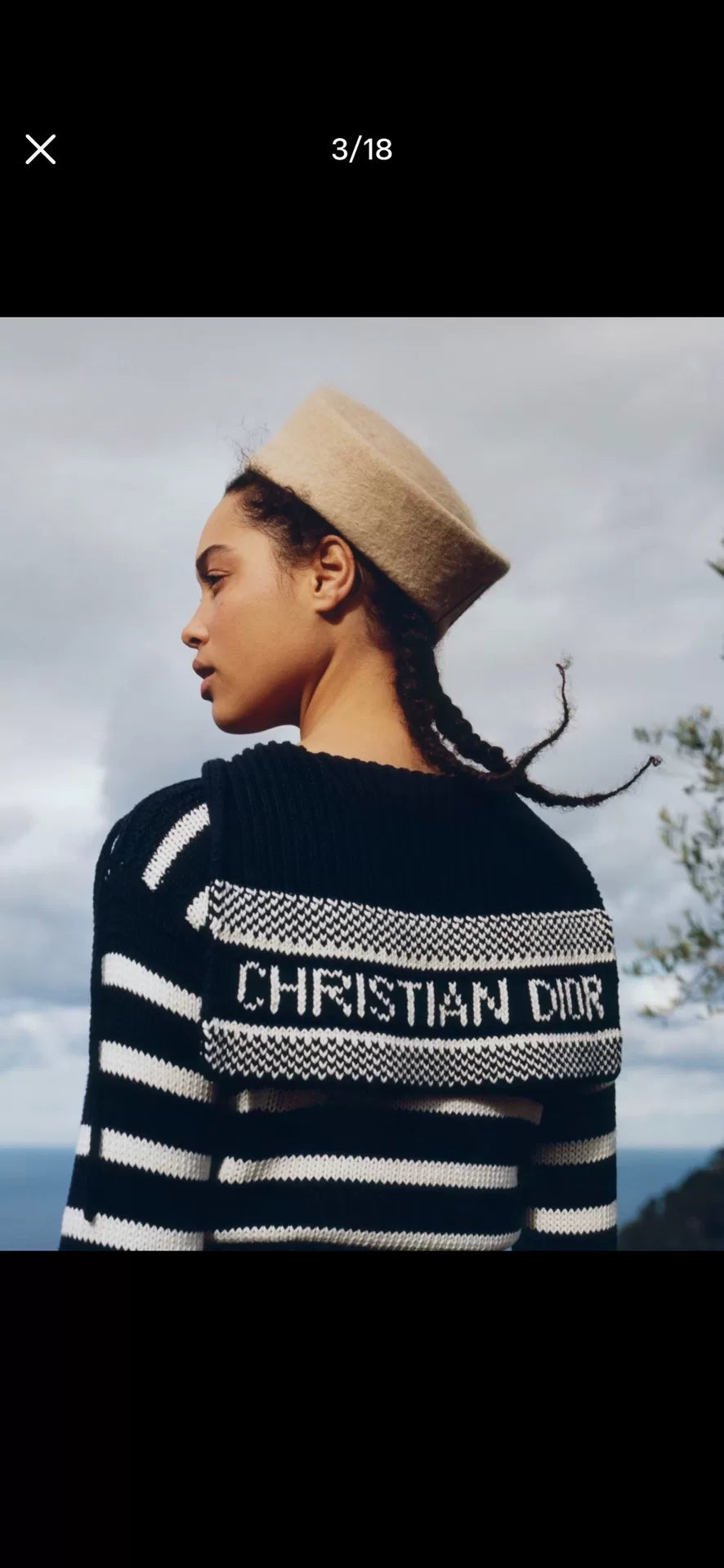 Dior Navy Blue Striped Knit Sweater