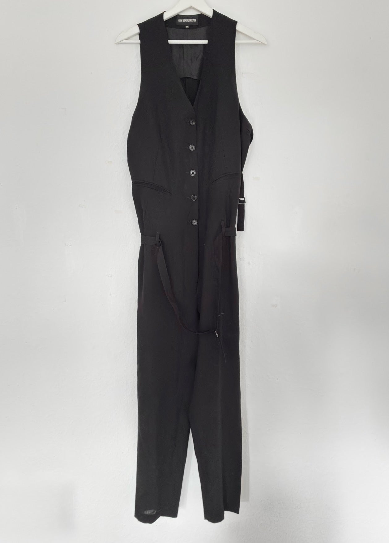 Ann Demeulemeester 1990s Lace-Up Wool Archive Jumpsuit