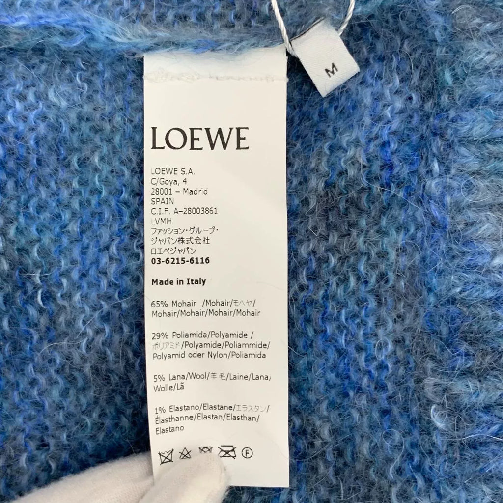 Loewe Navy Blue Mohair V-Neck Single-Breasted Cardigan Jacket