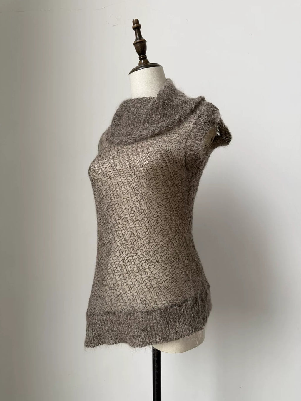 Issey Miyake Plantation line mock neck sleeveless knit vest