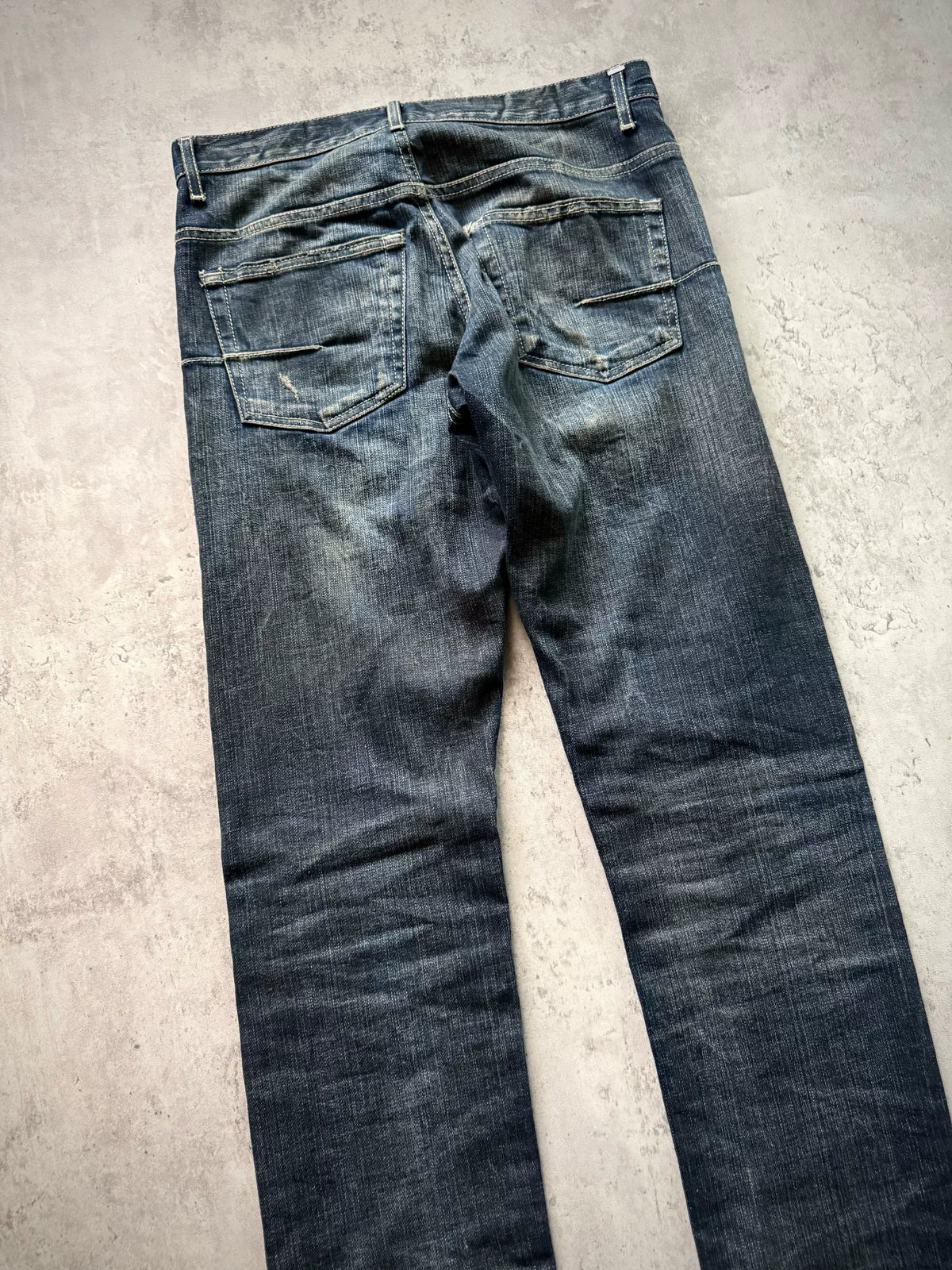 Dior Homme 11AW Distressed Dark Blue Denim Jeans