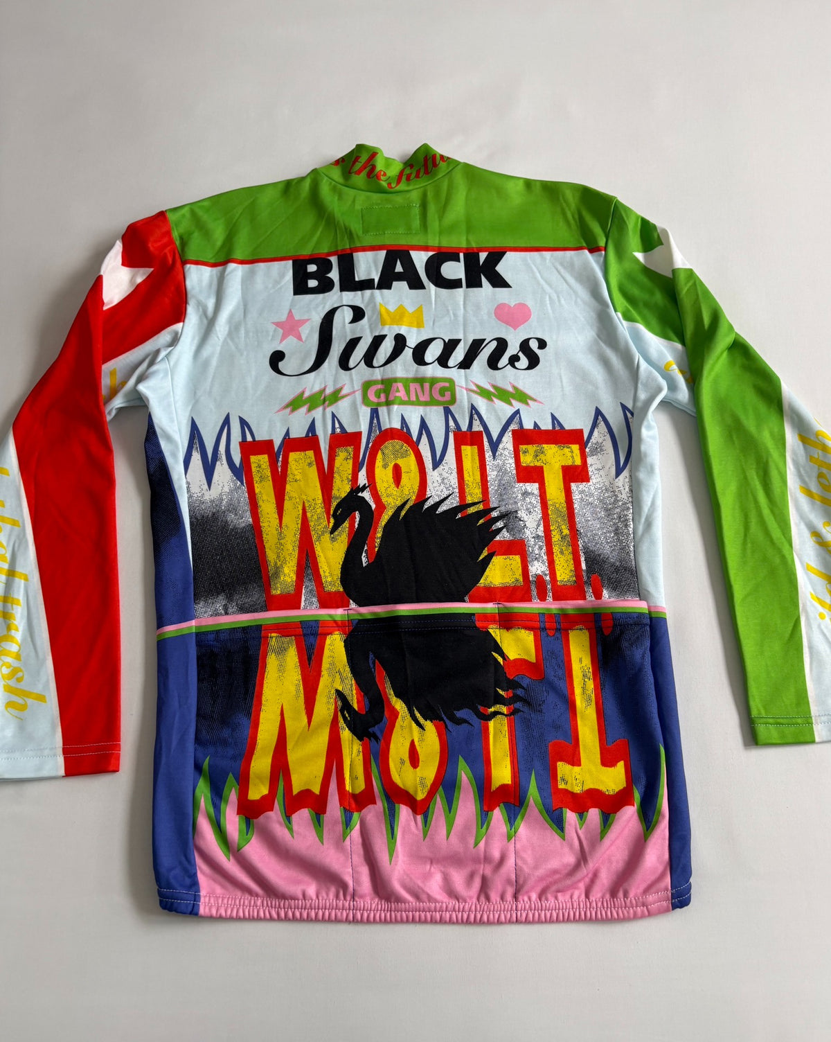 Walter van Beirendonck runway piece swan cycling jersey W&LT vintage 1996 runway archive swan print cycling jersey