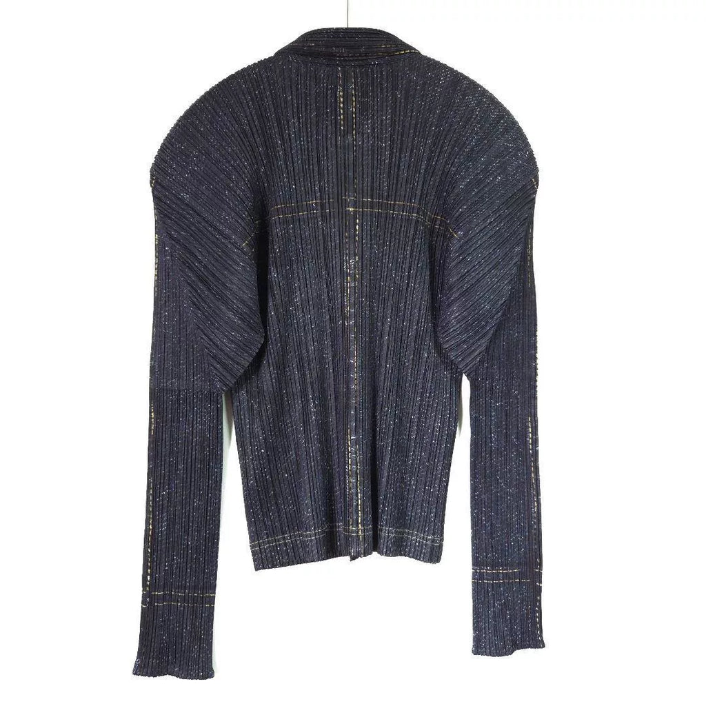 Issey Miyake Denim Print Pleated Jacket