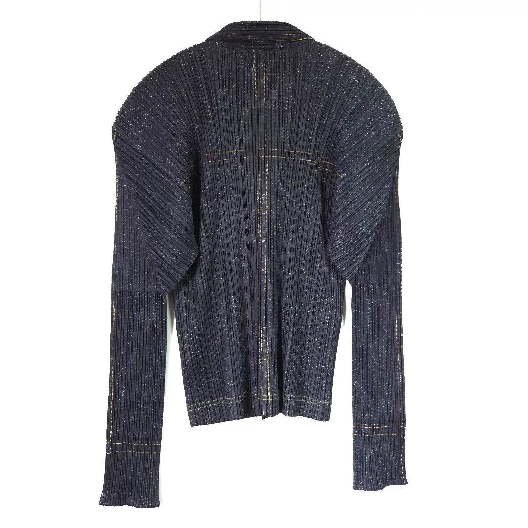 Issey Miyake Denim Print Pleated Jacket