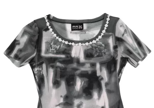 Jean Paul Gaultier Vintage Grey Portrait Mesh Top