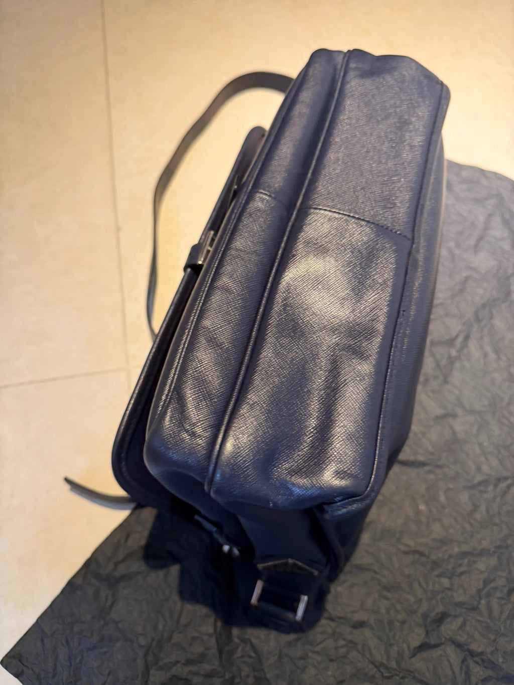 Prada Easy Silver Buckle Micro Logo Crossbody Bag