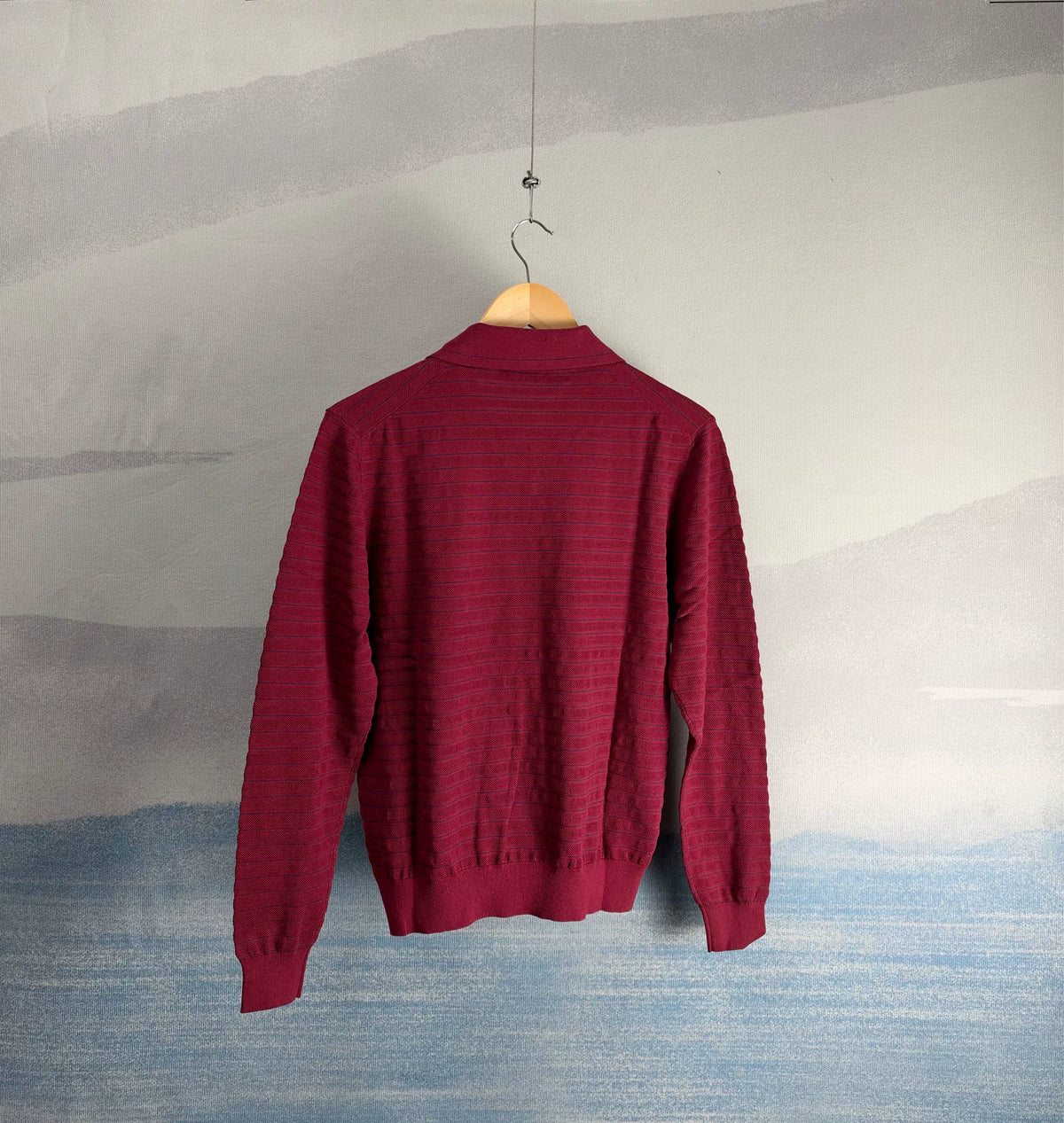 Miu Miu SS26 Red Letter Collared Striped Knit Sweater