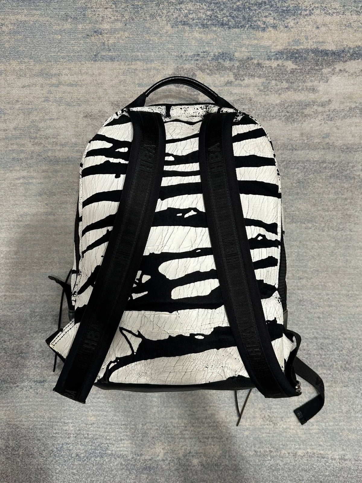 Hood By Air Print Leather Hba SS16 Runway Cracked Paint Backpack
