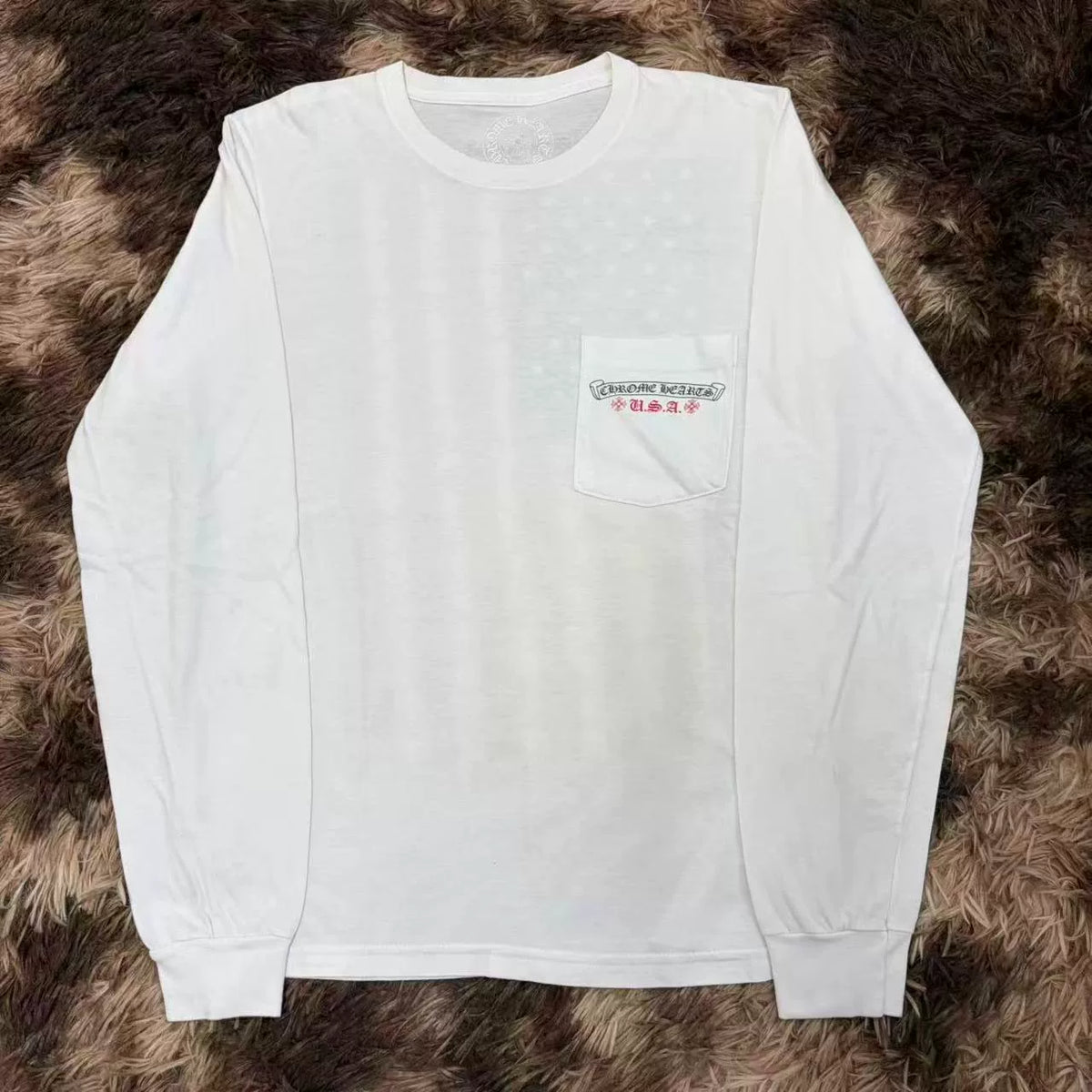 Chrome Hearts Back Flag Print Long Sleeve Top