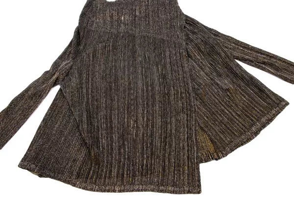 Issey Miyake Vintage Gold Shiny Pleated Top