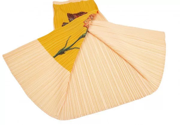 Issey Miyake Vintage Yellow Carnation Pleated Skirt