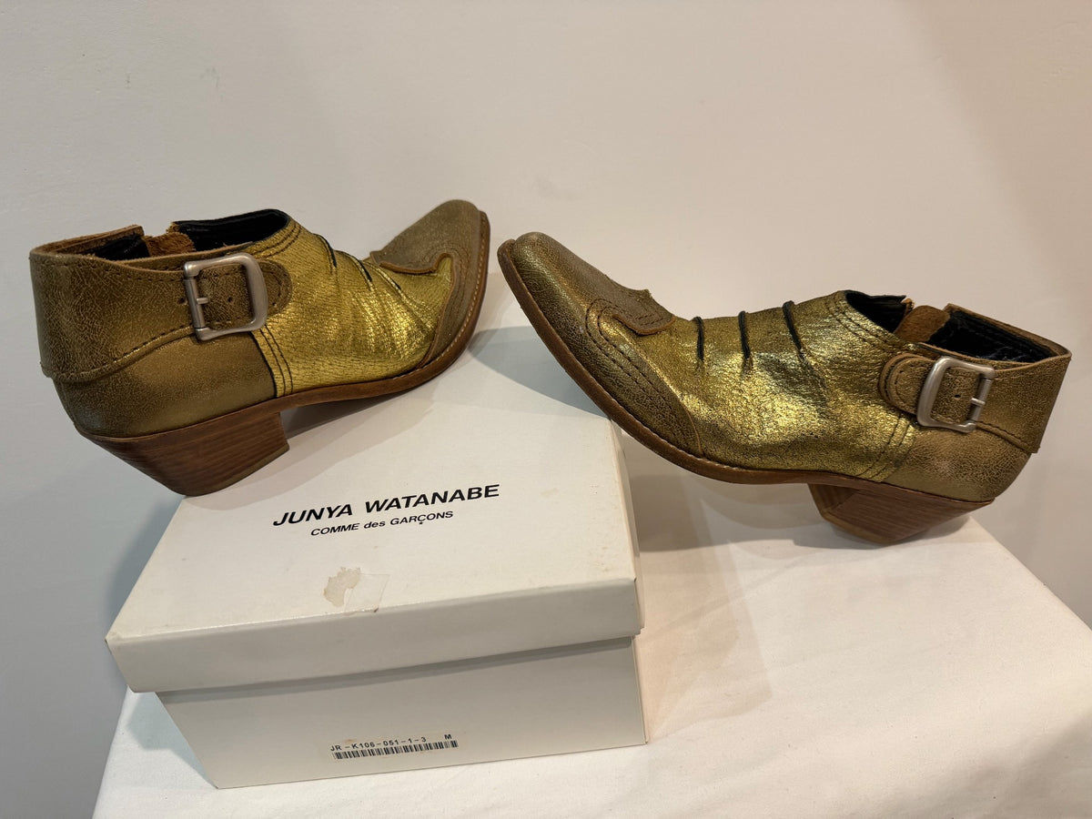 JUNYA WATANABE Pre-owned Leather Ankle Boots In Gold