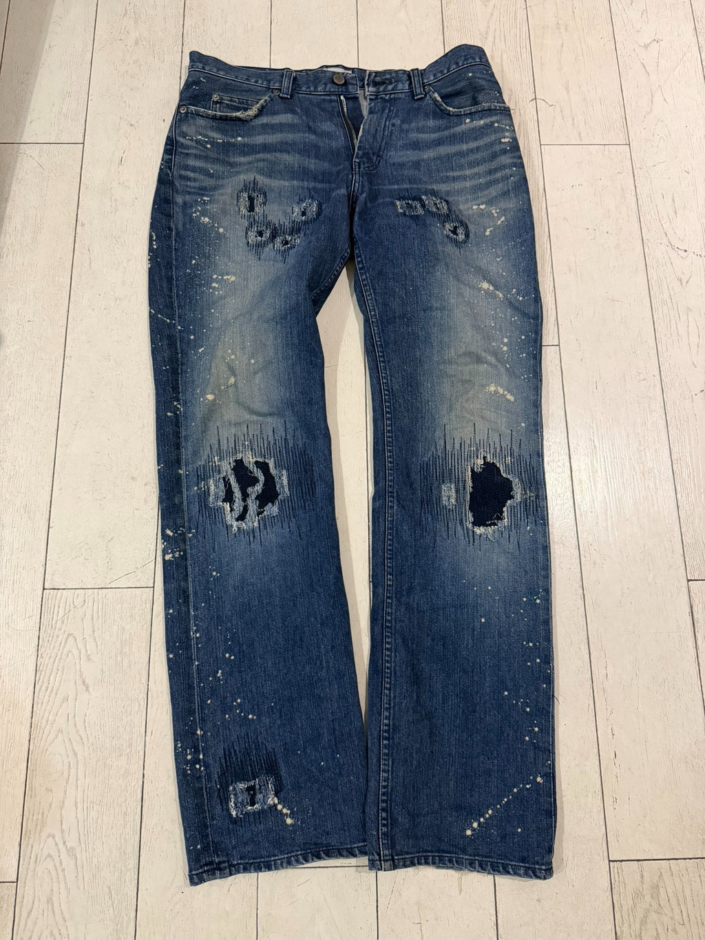 Numbernine 01AW Blue Distressed Boro Jeans