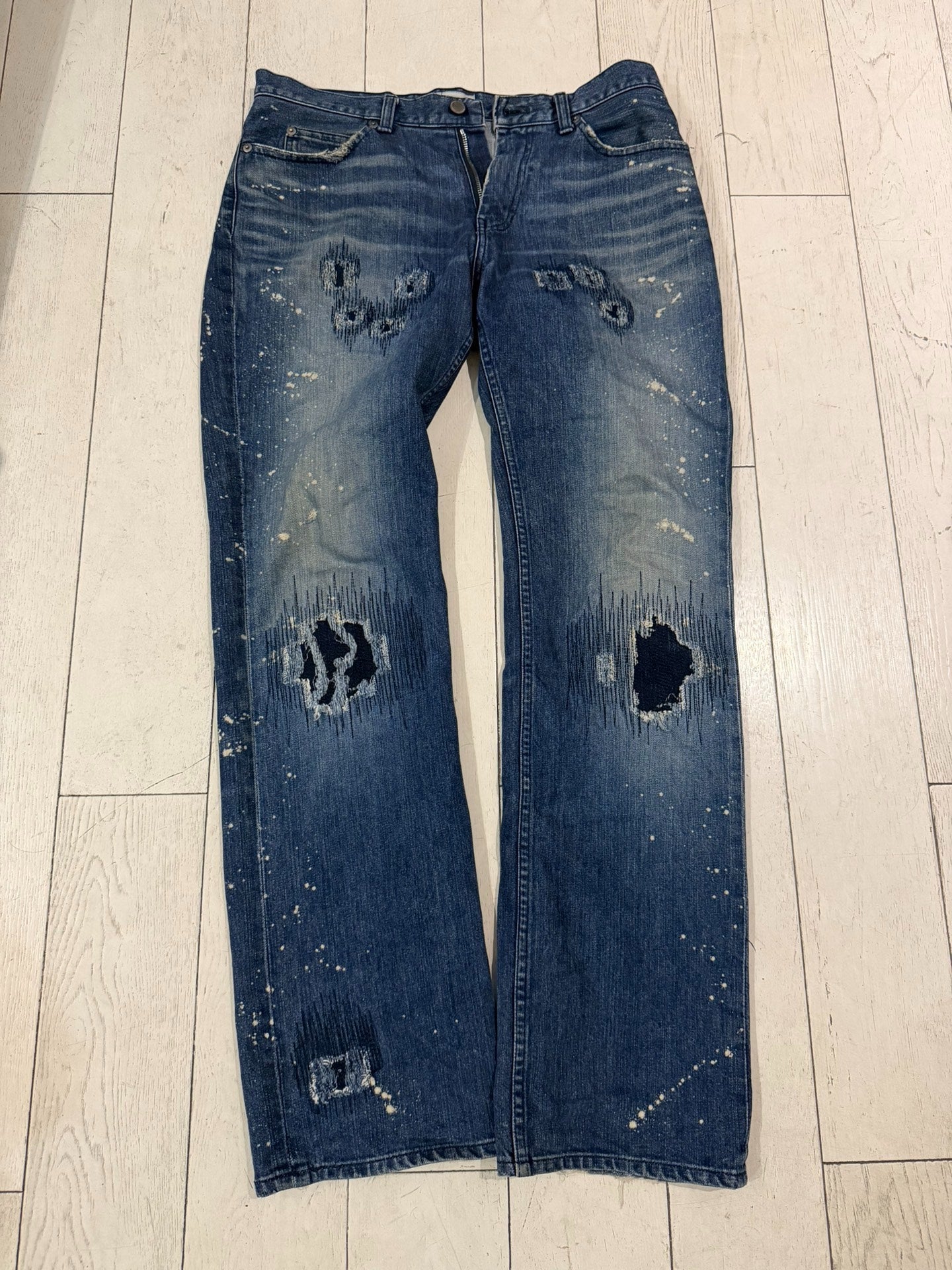 Numbernine 01AW Blue Distressed Boro Jeans