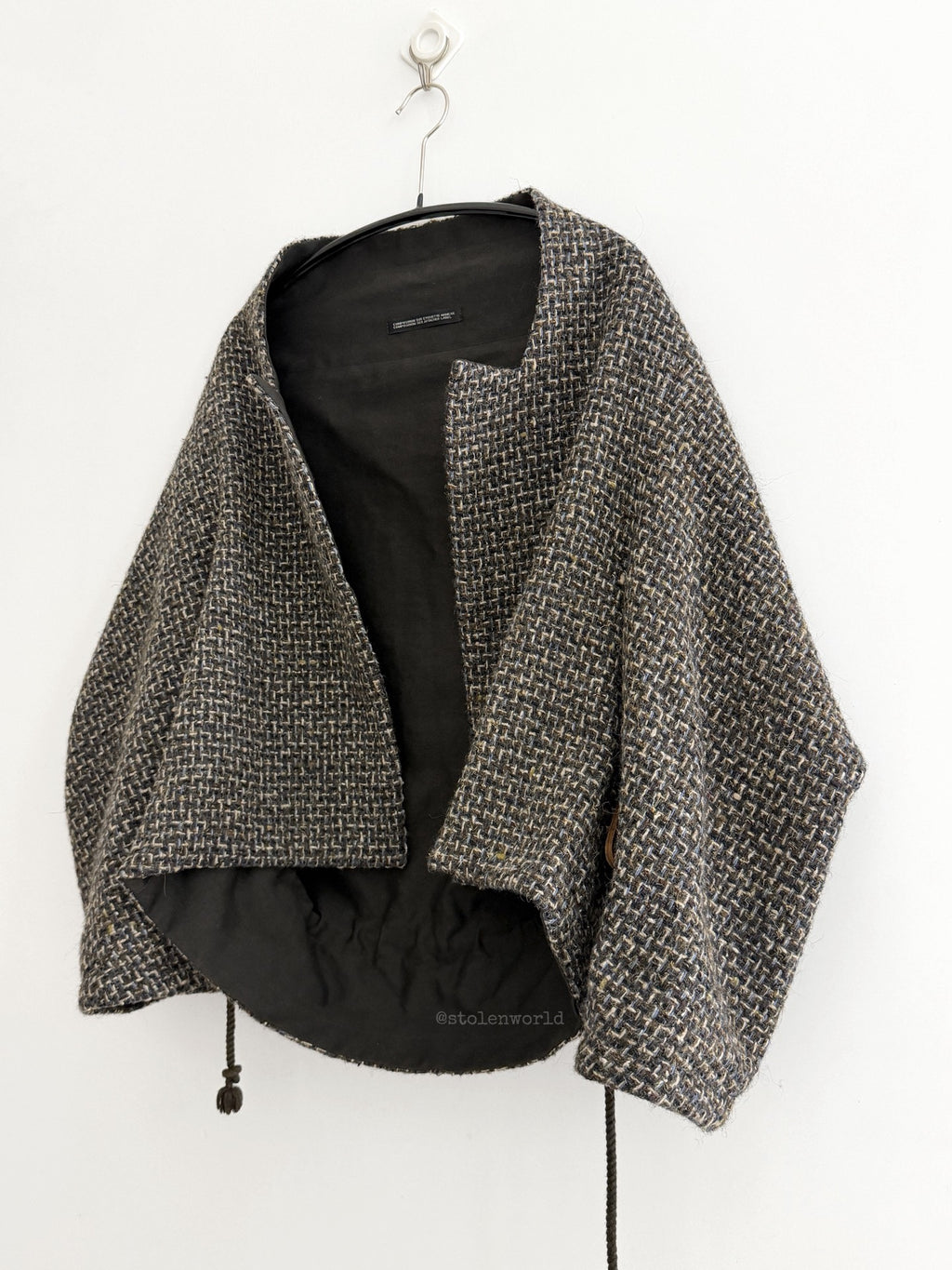 Yohji Yamamoto Y's Pointed Collar Drawstring Wool Short Coat - Devines