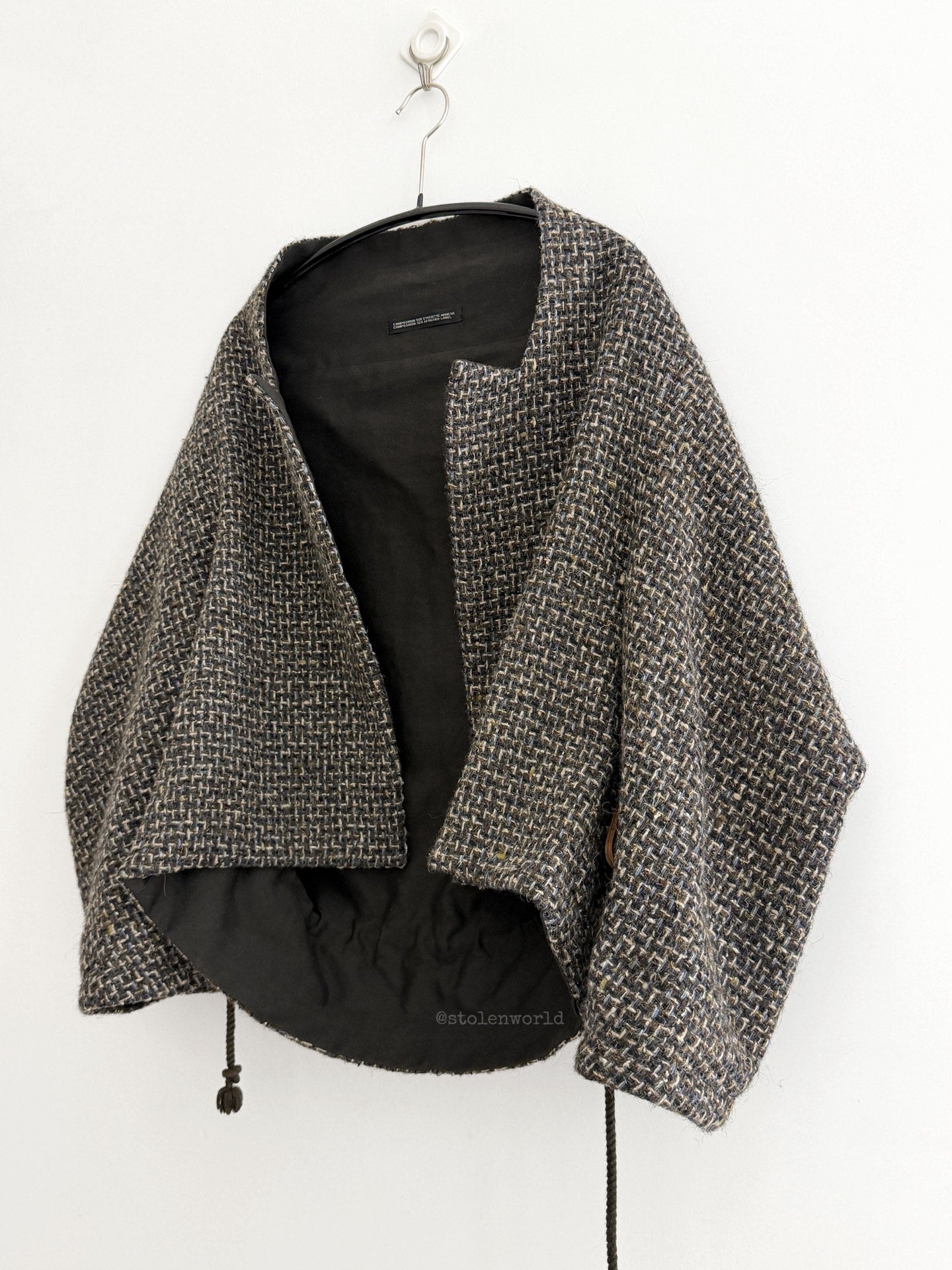 Yohji Yamamoto Y's Pointed Collar Drawstring Wool Short Coat - Devines