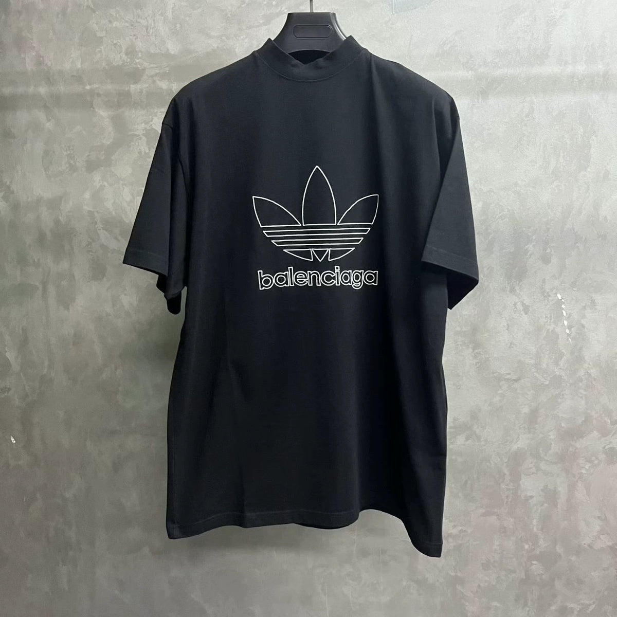 Balenciaga Black Logo Embroidered Crew Neck T-Shirt