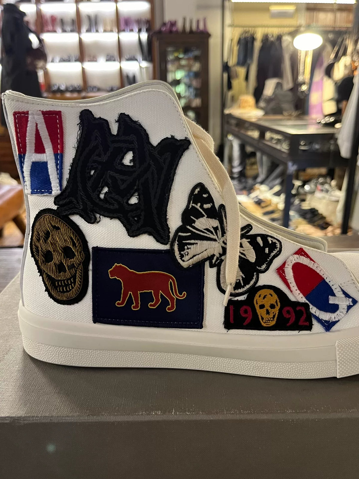 Alexander McQueen SS17 White Badge Canvas High-Top Sneakers