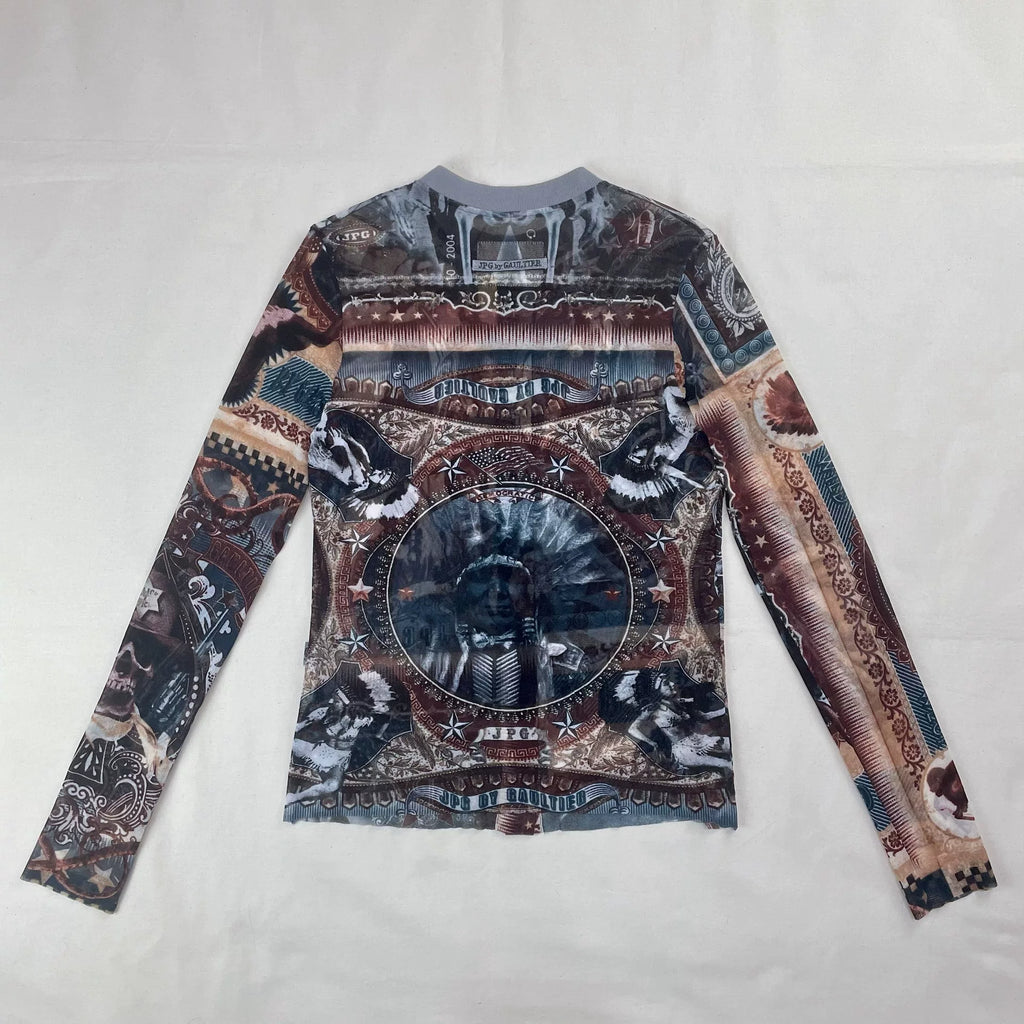 2004 Fall/Winter Jean Paul Gaultier Indian X-Ray Skull Pattern Mesh Cardigan