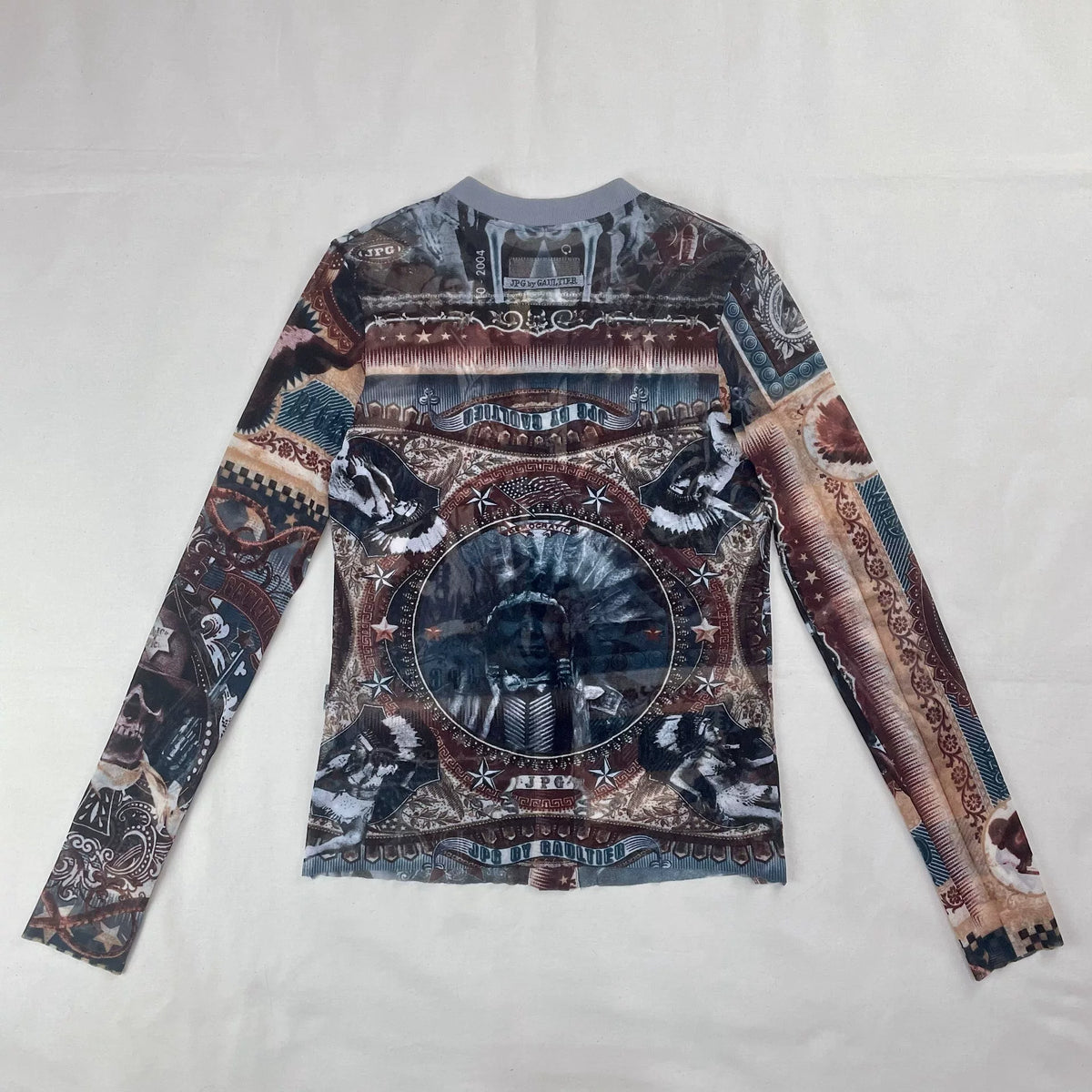 2004 Fall/Winter Jean Paul Gaultier Indian X-Ray Skull Pattern Mesh Cardigan