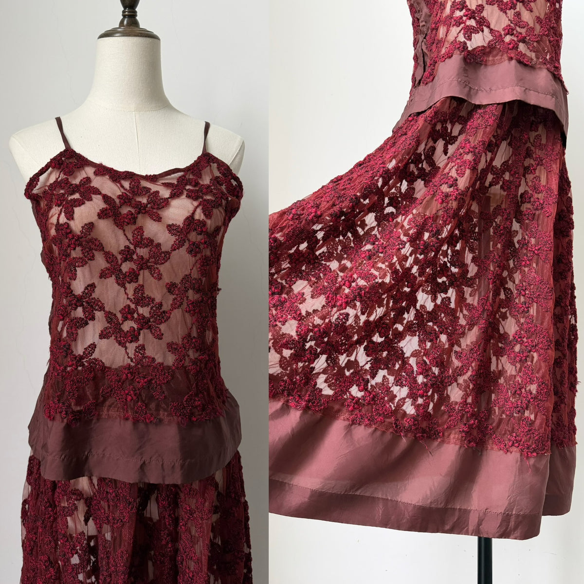 Comme Des Garcons 2000 Cutout Lace Two-Piece Wool Panel Midi Dress