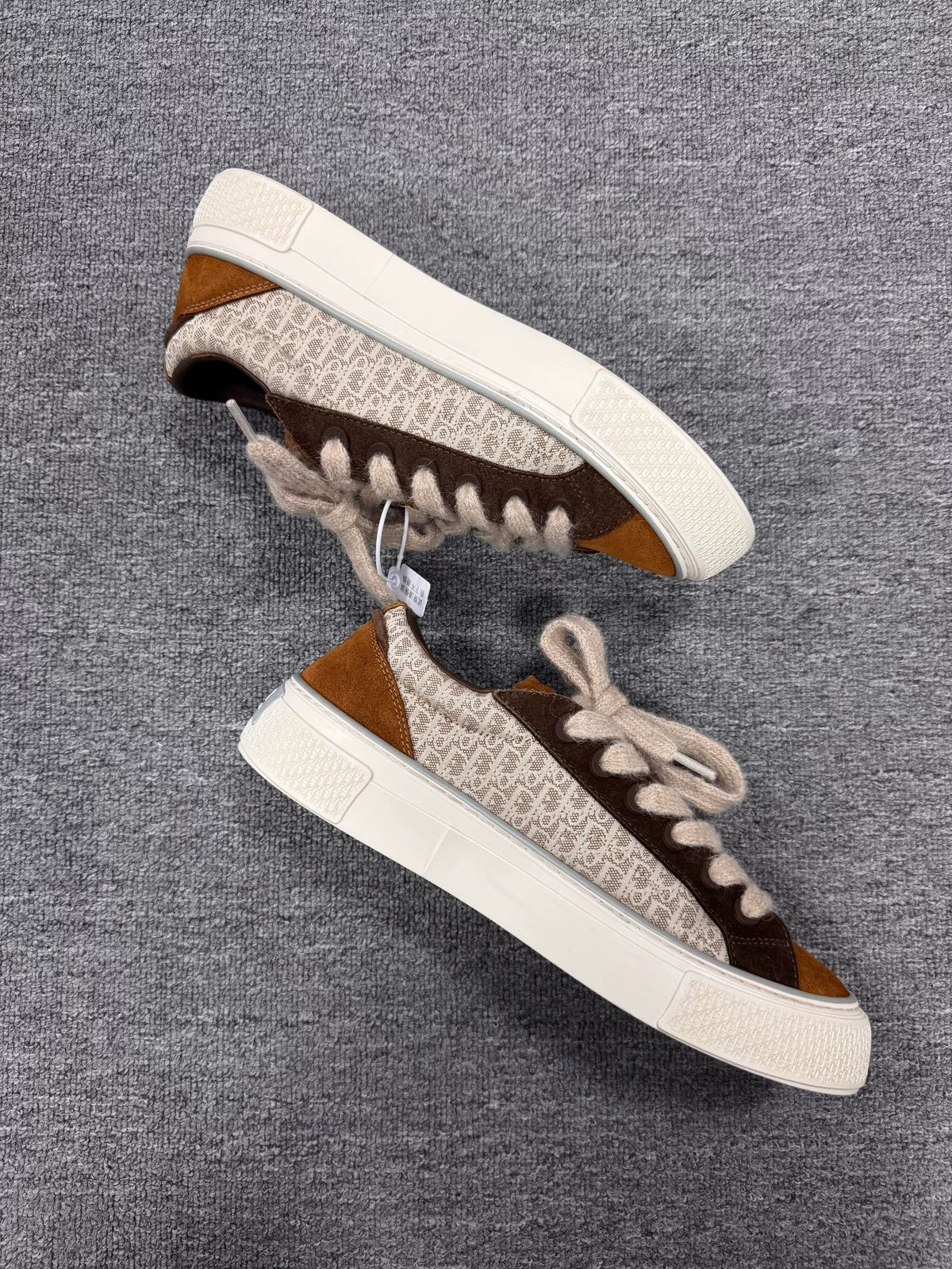 Dior B33 Brown White Leather Sneakers