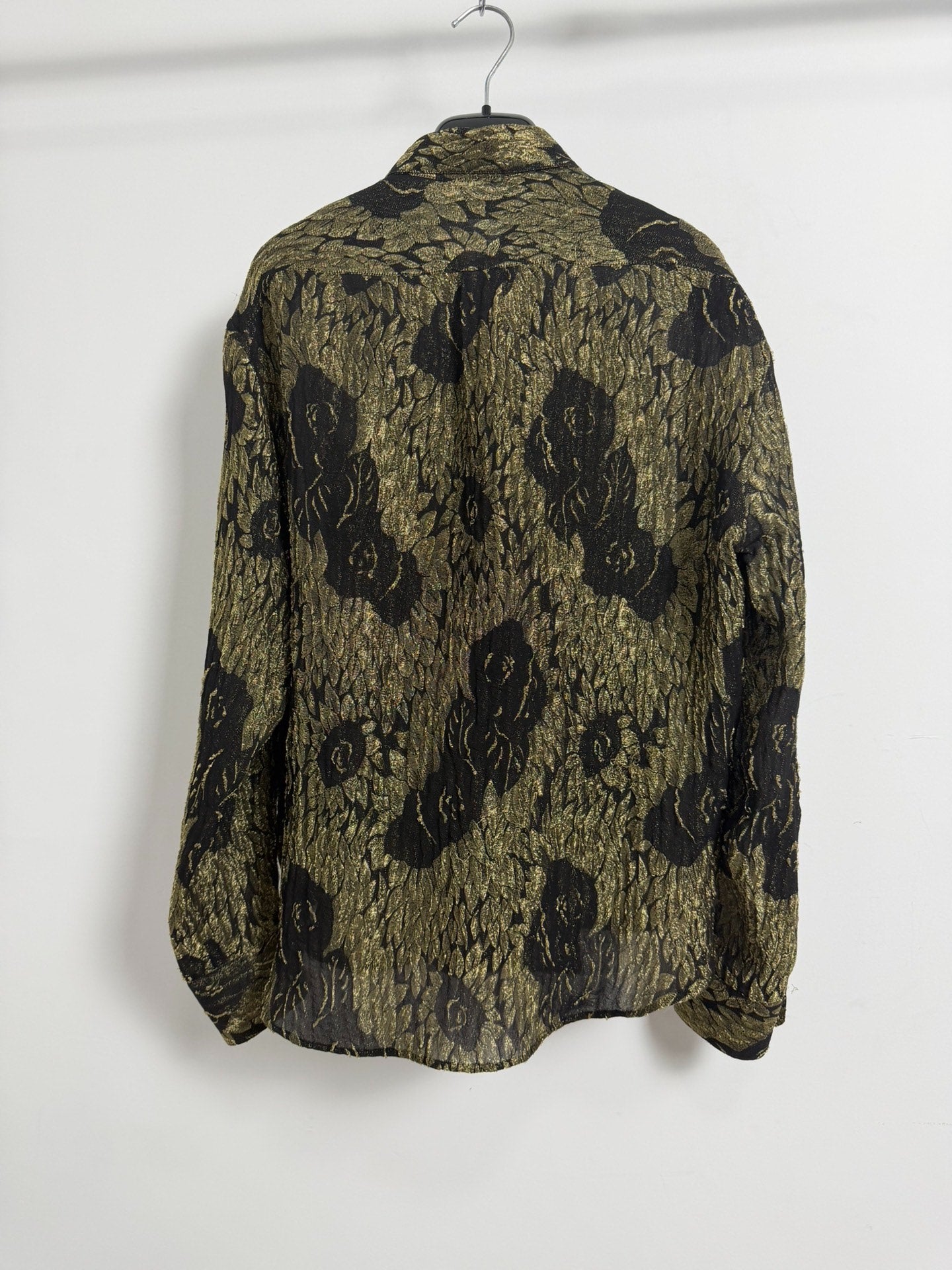 Saint Laurent Slp18fw Black Gold Rose Metallic Shirt