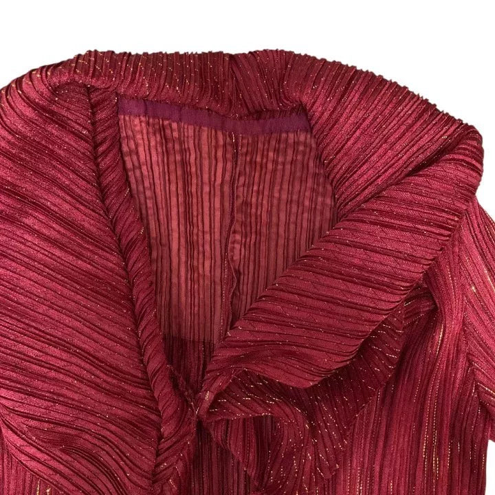 Issey Miyake AW09 Red Gold Thread Pleated Top